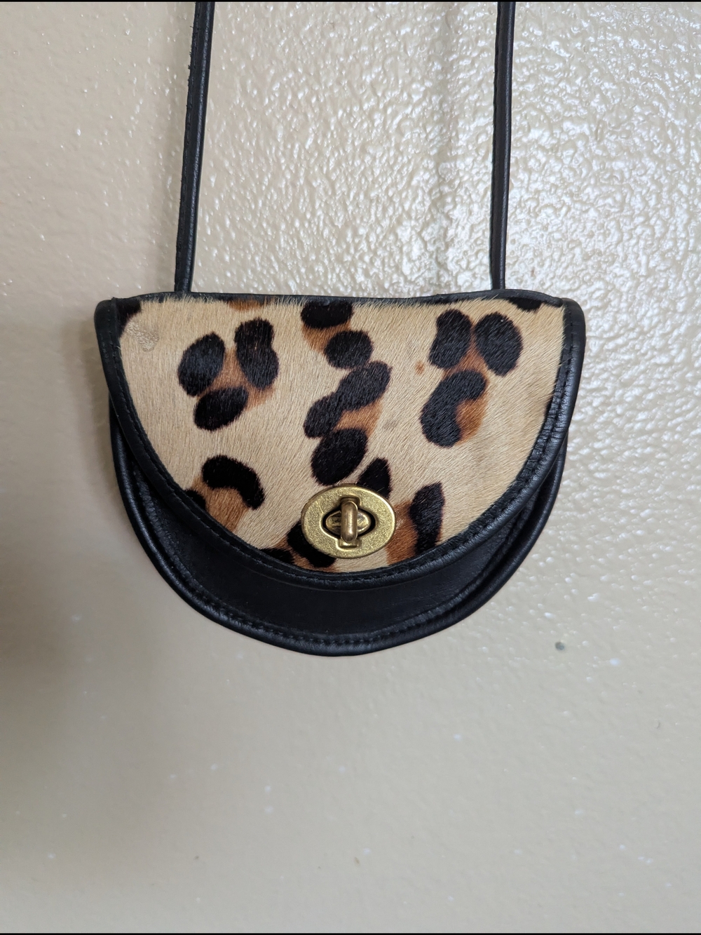 Leopard Print Crossbody Bag with Black Trim